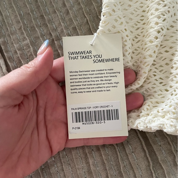 NWT Monday Swimwear Palm Springs Ivory Crochet Top - Picture 3 of 6